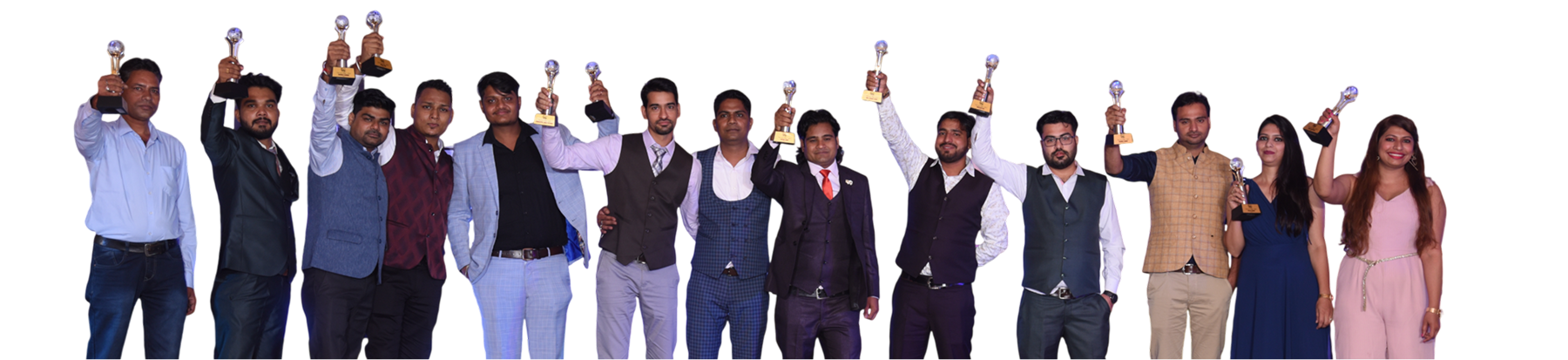 Our Team celebrating with awards