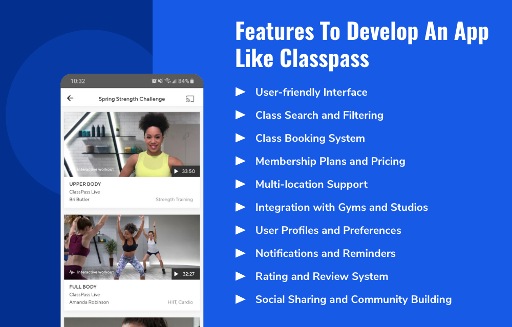 Features To Develop An App Like ClassPass